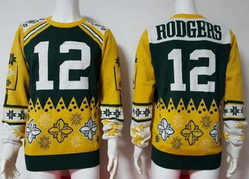 Nike Packers #12 Aaron Rodgers Green/Yellow Men's Ugly Sweater