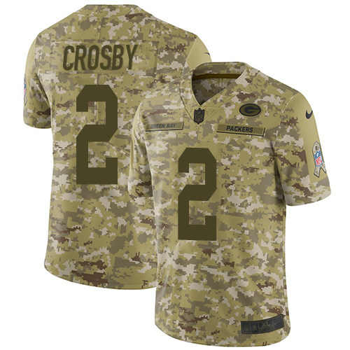 Nike Packers #2 Mason Crosby Camo Men's Stitched NFL Limited 2018 Salute To Service Jersey - Click Image to Close