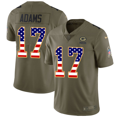 Nike Packers #17 Davante Adams Olive/USA Flag Men's Stitched NFL Limited 2017 Salute To Service Jersey