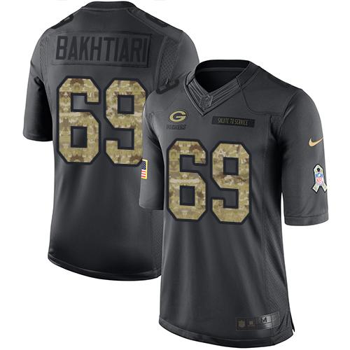 Nike Packers #69 David Bakhtiari Black Men's Stitched NFL Limited 2016 Salute To Service Jersey