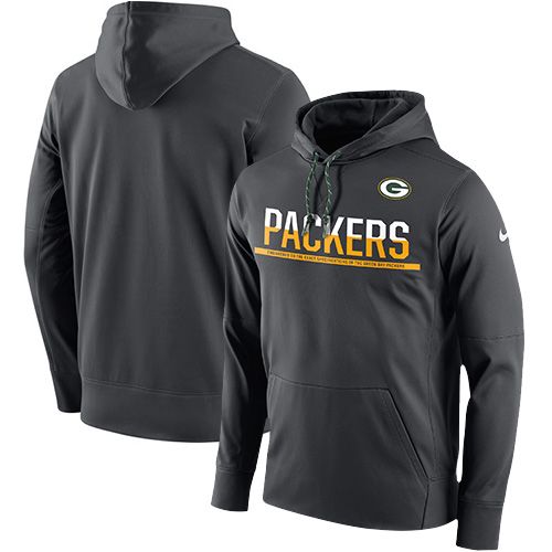 Men's Green Bay Packers Nike Anthracite Sideline Circuit Pullover Performance Hoodie