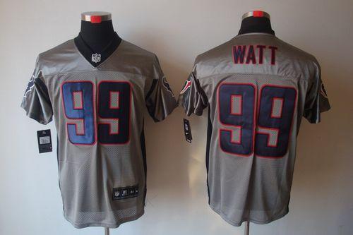 Nike Texans #99 J.J. Watt Grey Shadow Men's Stitched NFL Elite Jersey