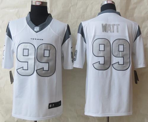 Nike Texans #99 J.J. Watt White Men's Stitched NFL Limited Platinum Jersey