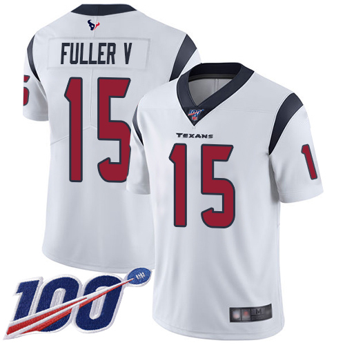 Texans #15 Will Fuller V White Men's Stitched Football 100th Season Vapor Limited Jersey - Click Image to Close