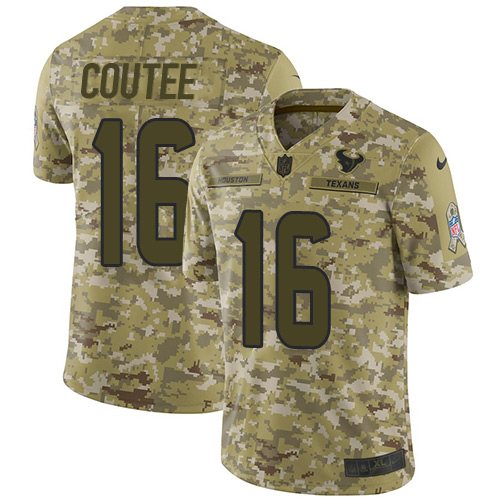 Nike Texans #16 Keke Coutee Camo Men's Stitched NFL Limited 2018 Salute To Service Jersey - Click Image to Close