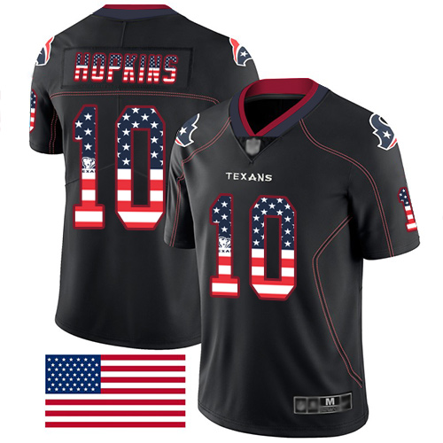 Texans #10 DeAndre Hopkins Black Men's Stitched Football Limited Rush USA Flag Jersey - Click Image to Close