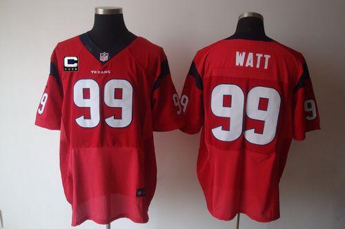 Nike Texans #99 J.J. Watt Red Alternate With C Patch Men's Stitched NFL Elite Jersey