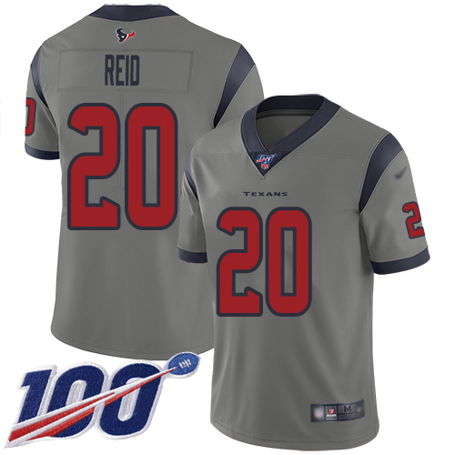 Texans #20 Justin Reid Gray Men's Stitched Football Limited Inverted Legend 100th Season Jersey - Click Image to Close