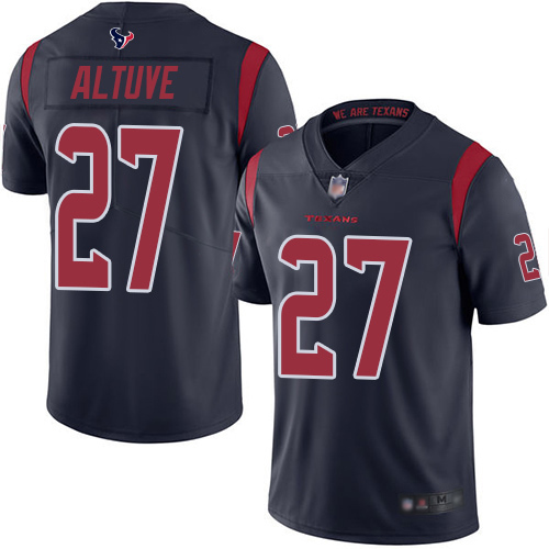 Texans #27 Jose Altuve Navy Blue Men's Stitched Football Limited Rush Jersey - Click Image to Close