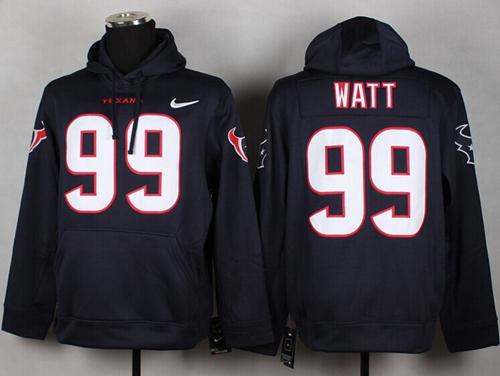 Houston Texans #99 J.J. Watt Blue Pullover Hoodie