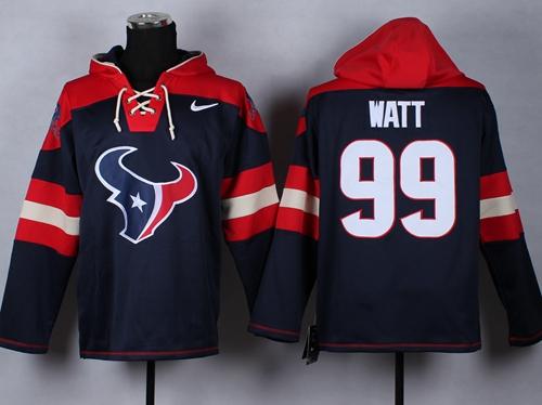 Nike Texans #99 J.J. Watt Navy Blue Player Pullover Hoodie