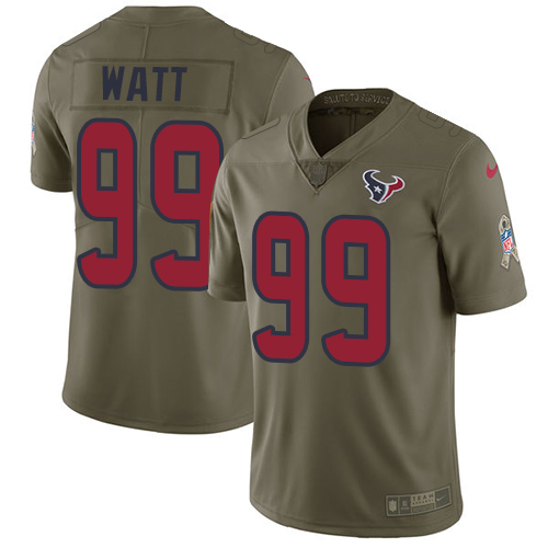 Nike Texans #99 J.J. Watt Olive Men's Stitched NFL Limited 2017 Salute to Service Jersey