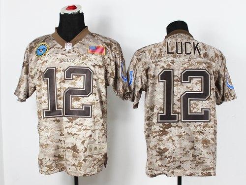 Nike Colts #12 Andrew Luck Camo Men's Stitched NFL New Elite USMC Jersey