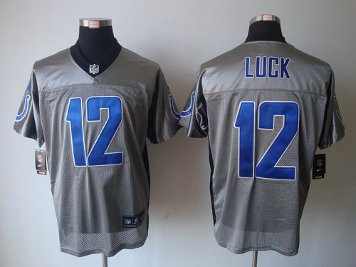 Nike Colts #12 Andrew Luck Grey Shadow Men's Stitched NFL Elite Jersey