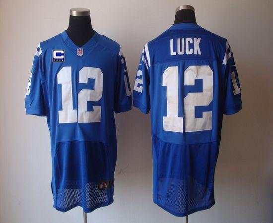 Nike Colts #12 Andrew Luck Royal Blue Team Color With C Patch Men's Stitched NFL Elite Jersey