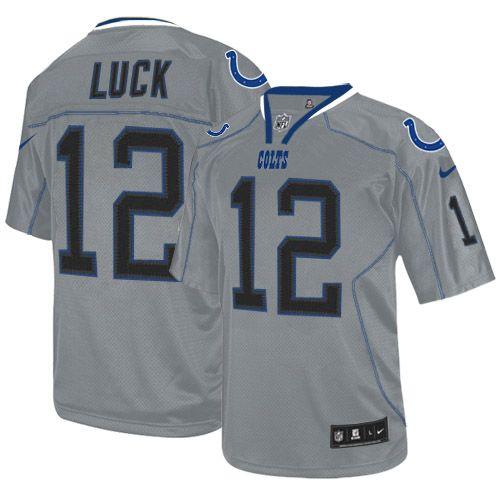 Nike Colts #12 Andrew Luck Lights Out Grey Men's Stitched NFL Elite Jersey - Click Image to Close