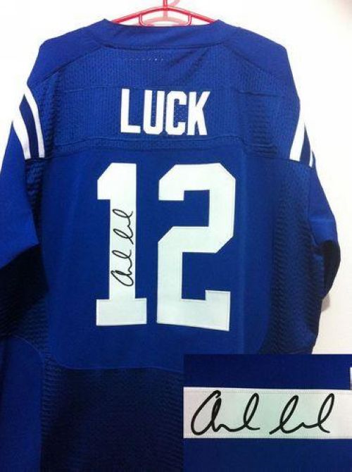 Nike Colts #12 Andrew Luck Royal Blue Team Color Men's Stitched NFL Elite Autographed Jersey