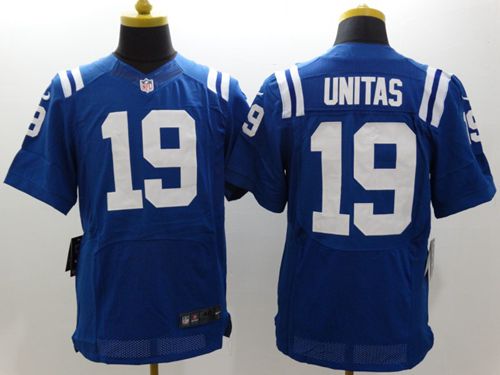 Nike Colts #19 Johnny Unitas Royal Blue Team Color Men's Stitched NFL Elite Jersey - Click Image to Close