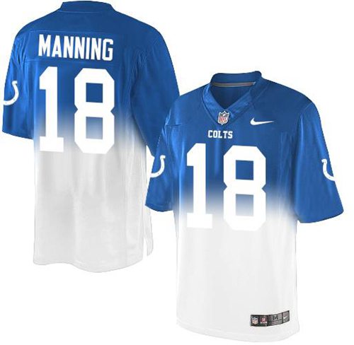 Nike Colts #18 Peyton Manning Royal Blue/White Men's Stitched NFL Elite Fadeaway Fashion Jersey