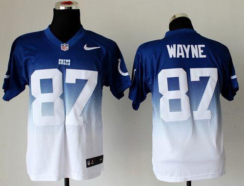 Nike Colts #87 Reggie Wayne Royal Blue/White Men's Stitched NFL Elite Fadeaway Fashion Jersey - Click Image to Close