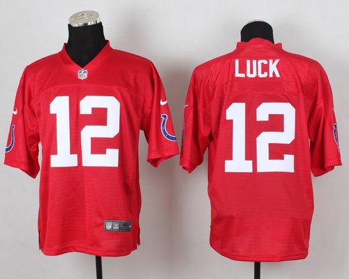 Nike Colts #12 Andrew Luck Red Men's Stitched NFL Elite QB Practice Jersey