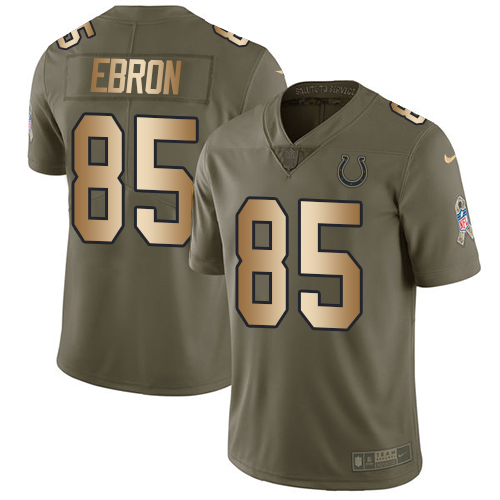 Nike Colts #85 Eric Ebron Olive/Gold Men's Stitched NFL Limited 2017 Salute To Service Jersey - Click Image to Close