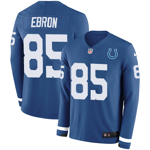 Nike Colts #85 Eric Ebron Royal Blue Team Color Men's Stitched NFL Limited Therma Long Sleeve Jersey - Click Image to Close