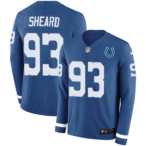 Nike Colts #93 Jabaal Sheard Royal Blue Team Color Men's Stitched NFL Limited Therma Long Sleeve Jersey