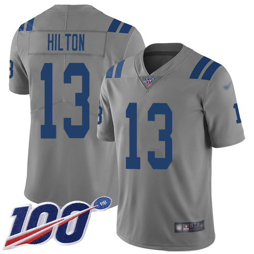 Colts #13 T.Y. Hilton Gray Men's Stitched Football Limited Inverted Legend 100th Season Jersey - Click Image to Close