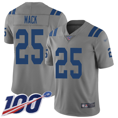 Colts #25 Marlon Mack Gray Men's Stitched Football Limited Inverted Legend 100th Season Jersey - Click Image to Close