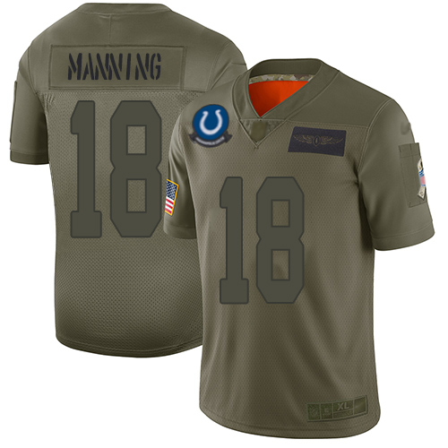 Colts #18 Peyton Manning Camo Men's Stitched Football Limited 2019 Salute To Service Jersey