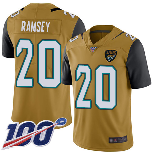 Jaguars #20 Jalen Ramsey Gold Men's Stitched Football Limited Rush 100th Season Jersey