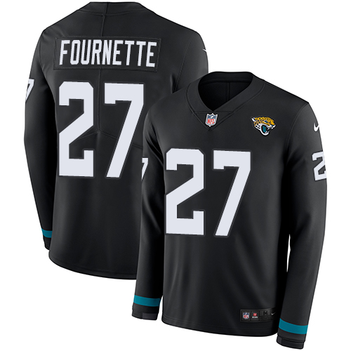 Nike Jaguars #27 Leonard Fournette Black Team Color Men's Stitched NFL Limited Therma Long Sleeve Jersey - Click Image to Close