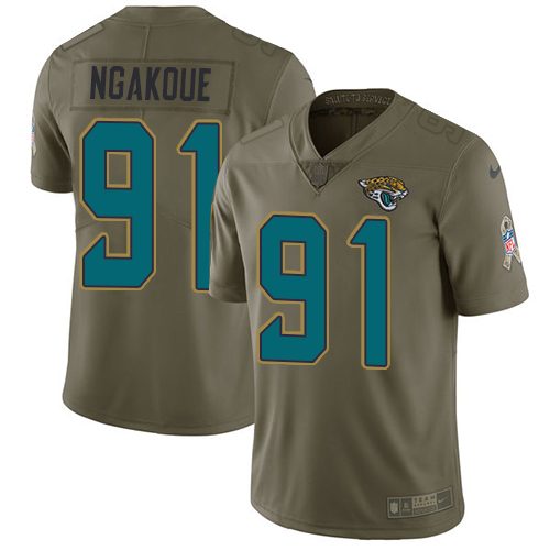 Nike Jaguars #91 Yannick Ngakoue Olive Men's Stitched NFL Limited 2017 Salute To Service Jersey - Click Image to Close