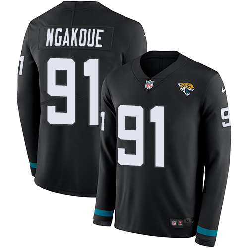 Nike Jaguars #91 Yannick Ngakoue Black Team Color Men's Stitched NFL Limited Therma Long Sleeve Jersey