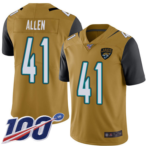 Jaguars #41 Josh Allen Gold Men's Stitched Football Limited Rush 100th Season Jersey