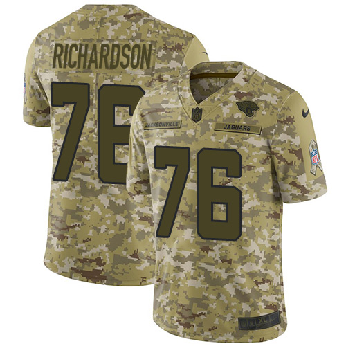 Nike Jaguars #76 Will Richardson Camo Men's Stitched NFL Limited 2018 Salute To Service Jersey - Click Image to Close