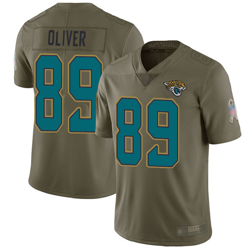 Jaguars #89 Josh Oliver Olive Men's Stitched Football Limited 2017 Salute To Service Jersey