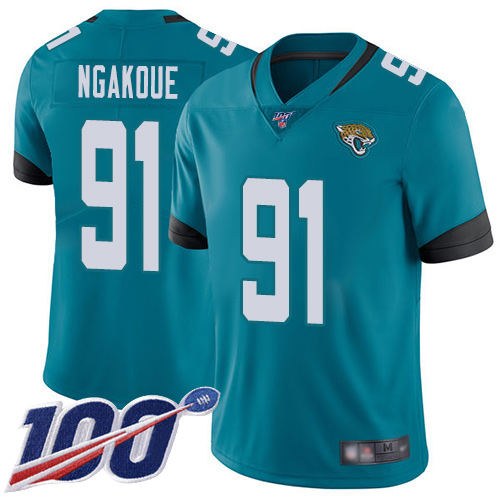 Jaguars #91 Yannick Ngakoue Teal Green Alternate Men's Stitched Football 100th Season Vapor Limited Jersey