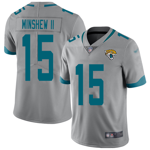 Jaguars #15 Gardner Minshew II Silver Men's Stitched Football Limited Inverted Legend Jersey