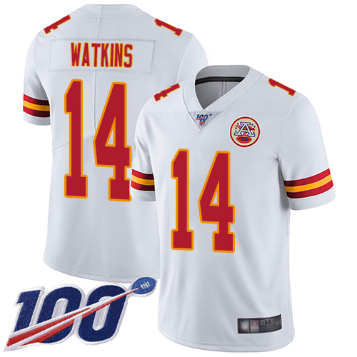 Chiefs #14 Sammy Watkins White Men's Stitched Football 100th Season Vapor Limited Jersey