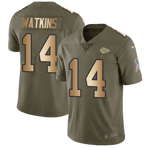 Nike Chiefs #14 Sammy Watkins Olive/Gold Men's Stitched NFL Limited 2017 Salute To Service Jersey