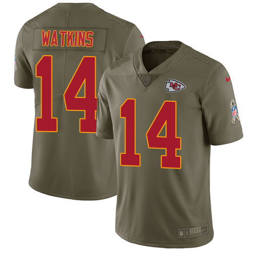 Nike Chiefs #14 Sammy Watkins Olive Men's Stitched NFL Limited 2017 Salute To Service Jersey