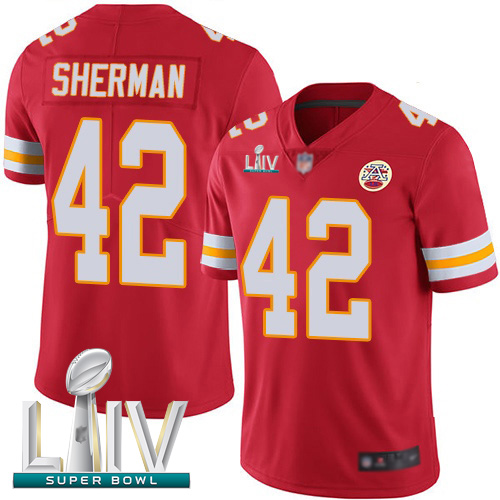 Chiefs #42 Anthony Sherman Red Team Color Super Bowl LIV Bound Men's Stitched Football Vapor Untouchable Limited Jersey - Click Image to Close