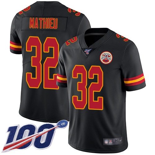 Chiefs #32 Tyrann Mathieu Black Men's Stitched Football Limited Rush 100th Season Jersey