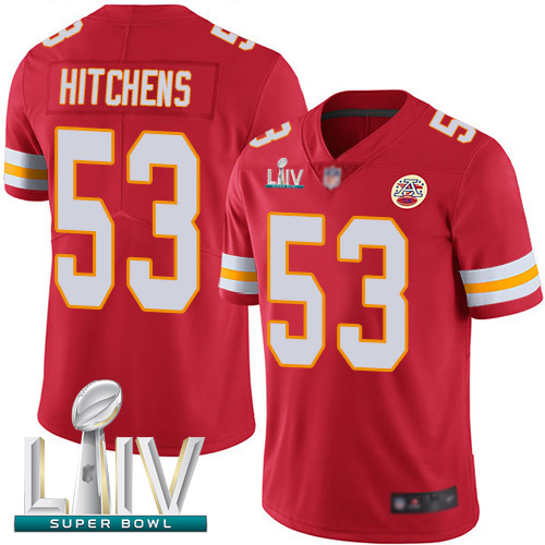 Chiefs #53 Anthony Hitchens Red Team Color Super Bowl LIV Bound Men's Stitched Football Vapor Untouchable Limited Jersey