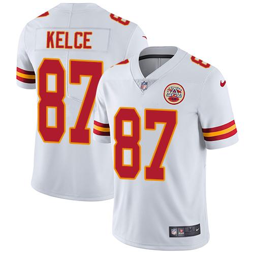 Nike Chiefs #87 Travis Kelce White Men's Stitched NFL Vapor Untouchable Limited Jersey - Click Image to Close