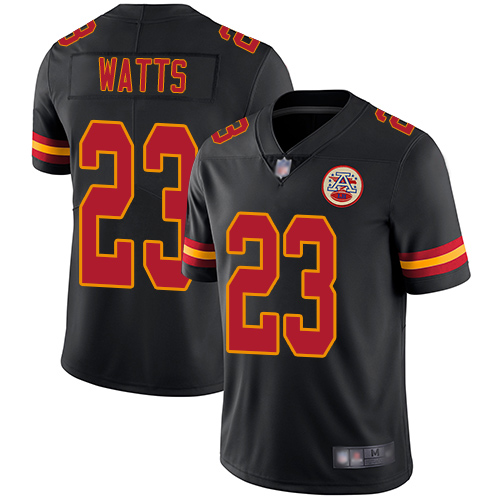 Chiefs #23 Armani Watts Black Men's Stitched Football Limited Rush Jersey