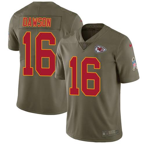 Nike Chiefs #16 Len Dawson Olive Men's Stitched NFL Limited 2017 Salute to Service Jersey - Click Image to Close