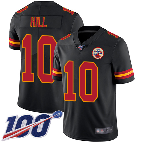 Chiefs #10 Tyreek Hill Black Men's Stitched Football Limited Rush 100th Season Jersey